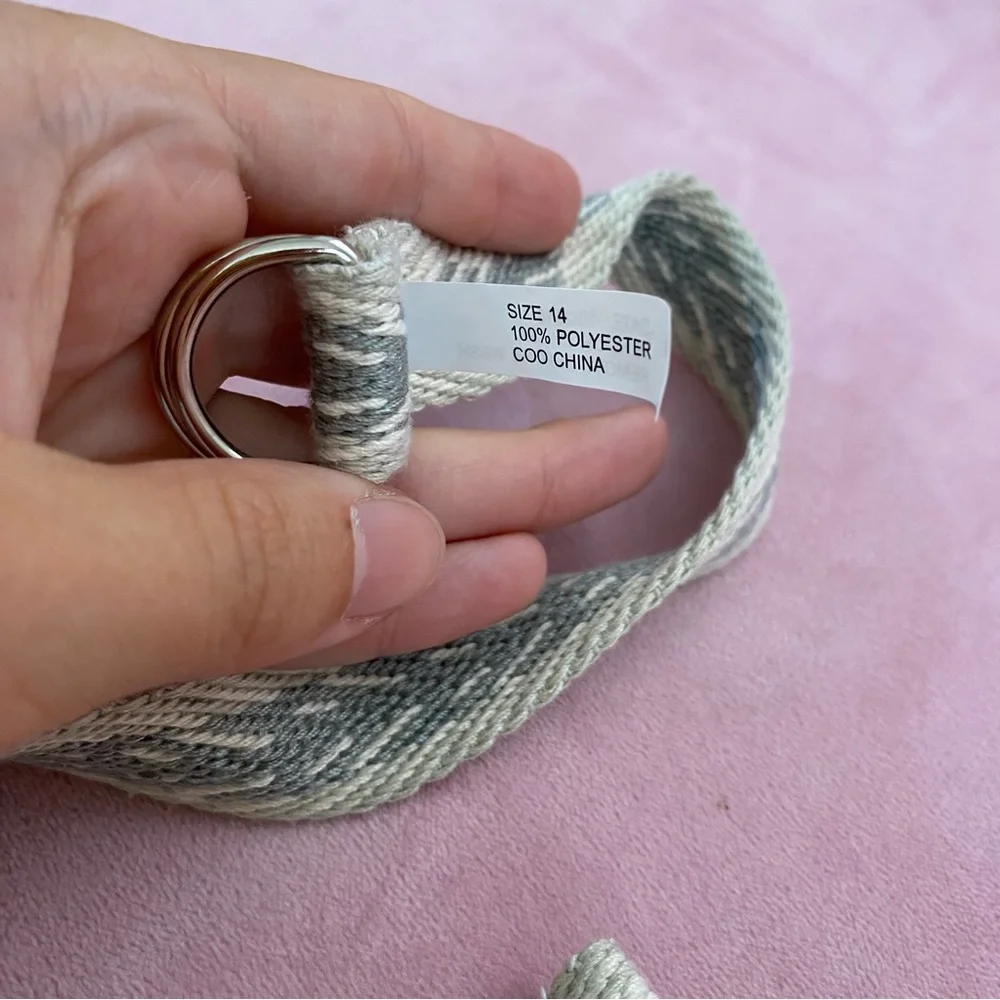 Cool Thread Belt Simple Minimalistic Ivory and Grey Multi Use Zig Zag Stripe 14